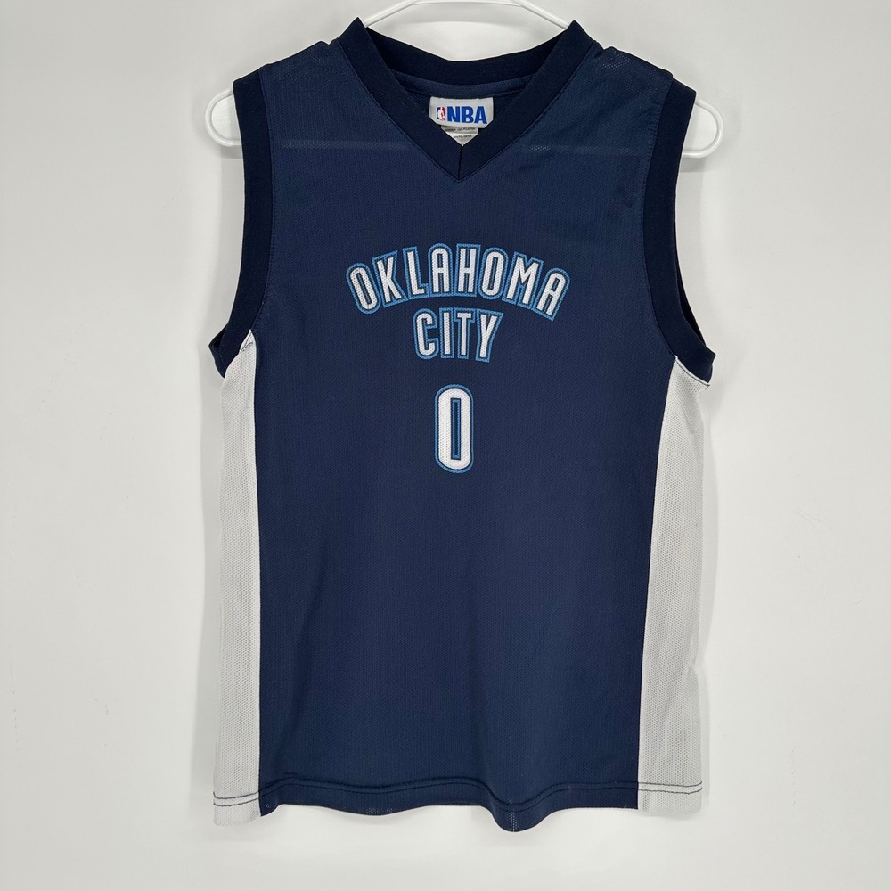 NBA Oklahoma City Thunder Russell Westbrook 0 Jersey Kids Large 14-16 Navy Blue